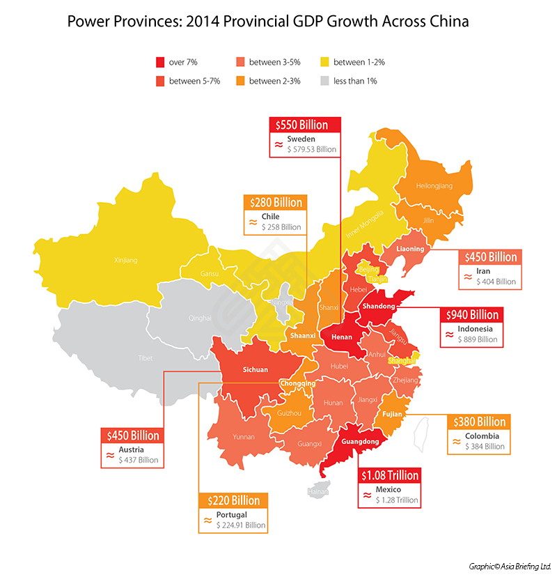 Powerful Provinces: 2014 Provincial GDP Growth Across China