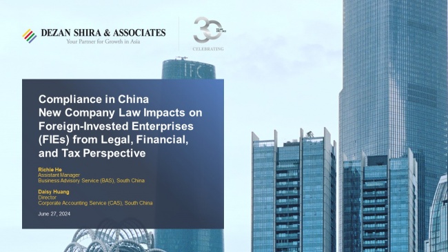 Compliance in China: New Company Law Impacts on Foreign-Invested Enterprises (FI...