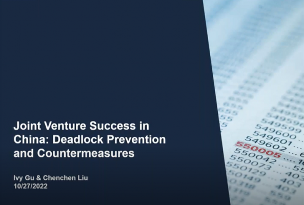Joint Venture Success in China: Deadlock Prevention and Countermeasures