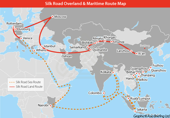 Silk Road Overland & Maritime Route Map